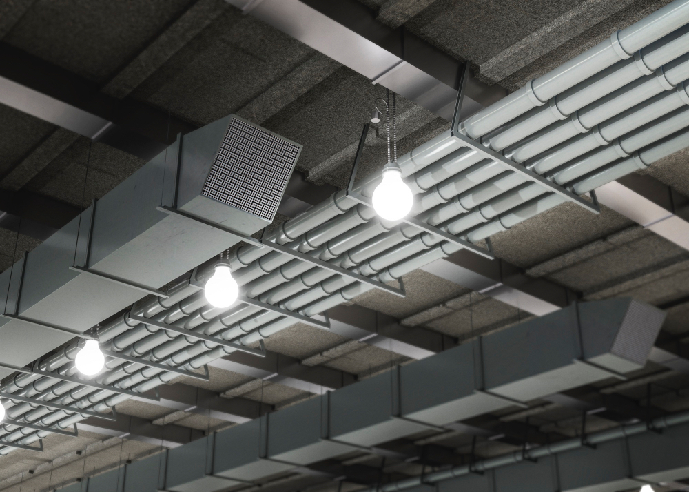 Commercial lighting and data system installation